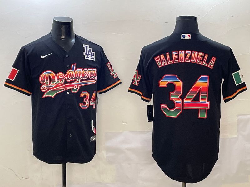 Men Los Angeles Dodgers 34 Valenzuela Black Fashion Game 2025 Nike MLB Jersey style 3122